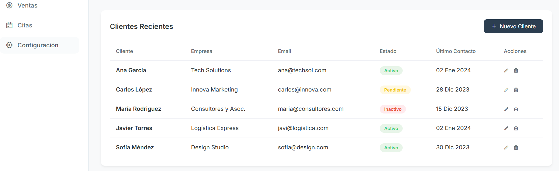Gestión de Contactos